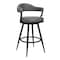 Armen Living Amador 30" Bar Height Barstool in a Black Powder Coated Finish and Vintage Gray Faux Leather 721535747016 - alternate 1